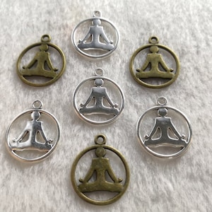 20x23mm Double Sided Yoga Charm ,Yoga Meditation Charms , Choose Qty 10,30,50pcs, Wholesale