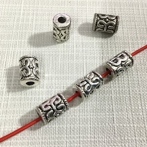 44pcs Tube Spacer Cylinder Beads ,Antique Silver Spacer Beads ,Spacer Beads, 10x7mm Cylinder Beads ,Hole 2 mm ,CC123