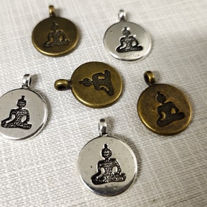 15x19mm Double Sided Meditating Buddha Charm ,Yoga Meditation Charms ,Buddha Charm ,Buddha Pendant, Choose Qty 30, 50pcs