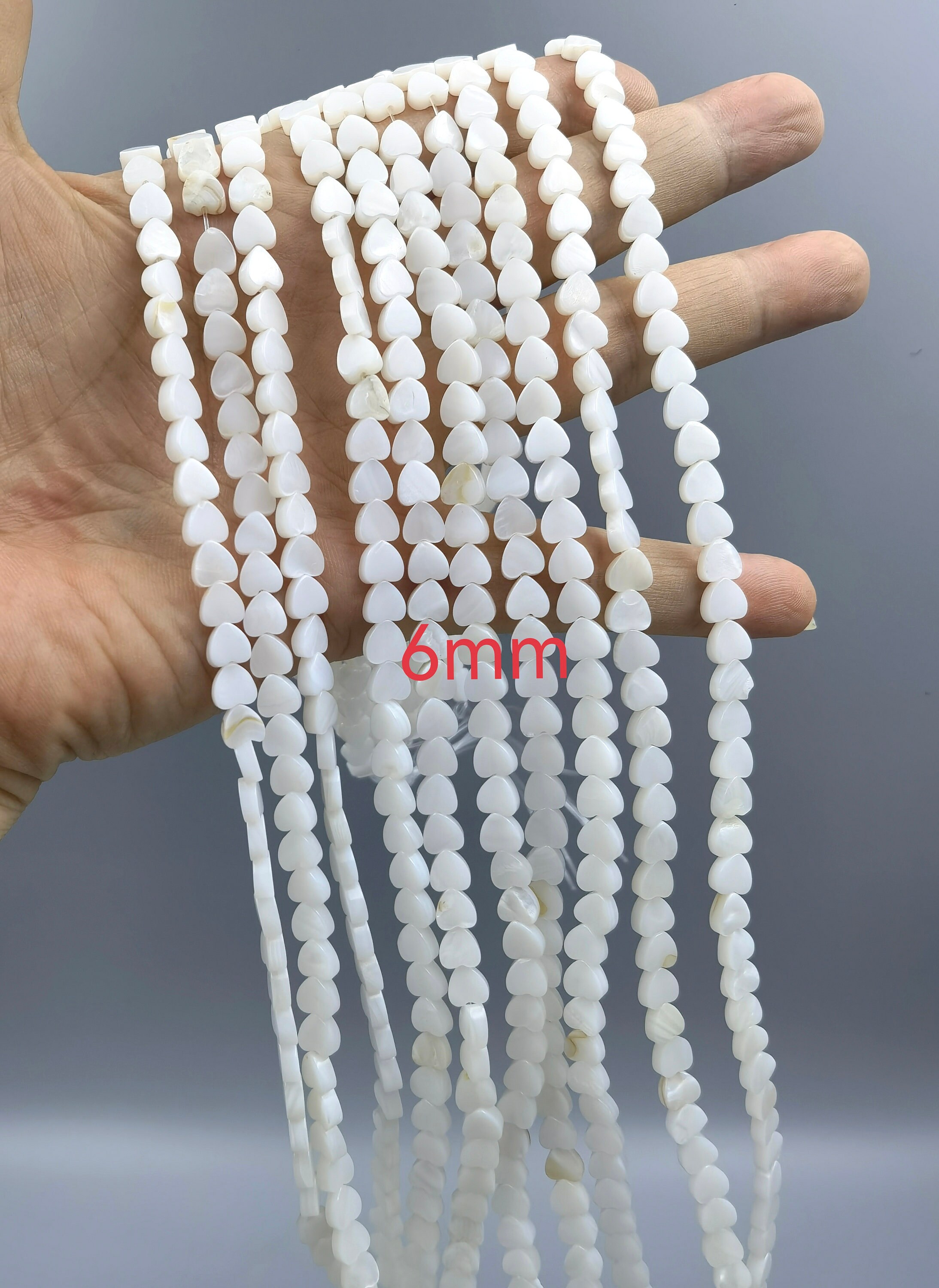 Freshwater Shell Heart Shape Beads , Natural White MOP Heart Beads , 6 ...