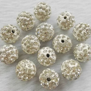 Perles boule disco 8 mm 10 mm, micro-cristal pavé, boules disco strass 6 rangées, perles en pâte polymère, perles de bracelet fournitures bijoux,