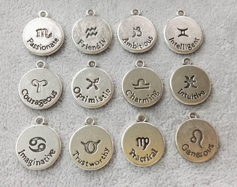 Antique Silver Zodiac Charms 18mm Zodiac Pendants zodiac Etsy