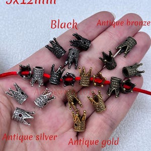 9x12mm Crown Spacer Beads ,King Crown Beads ,King Crown Charms Crown Bracelet Charms ,3D Crown Charm ,30-100pcs Bulk Of Optional ,Hole 5mm .