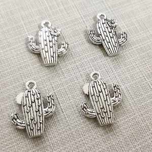 30pcs Antique Silver Cactus Flower Charms , Cactus Charms ,Double Sided 15x20mm ,BA-216