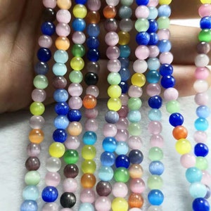 Multicolor Cat&#39;s Eye Round Loose Beads ,Cat Eye Beads , 6mm 8mm 10mm Smooth Round Semi Precious Stone Beads ,15” Full Strand ,BA- 1597