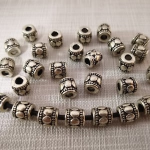 50pcs Metal Spacer Drum Beads ,Nepalese beads ,Antique Silver Barrel Beads ,7x7mm Metal Spacer Beads , Wholesale Beads