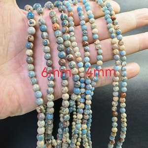 1 Full Strand 4mm 6mm Natural Sea Sediment Jasper Beads , Imperial Impression Stone ,Impression Jasper Beads ,15” Strand ,PA-427