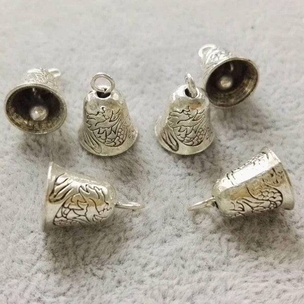 20pcs Tibetan OM Charms ,Antique Silver Carved Dragon Bell Charms ,Buddha Ball Charms , Yoga Jewelry, Bells don't ring.