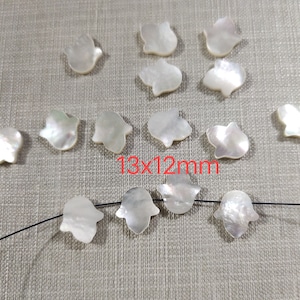 5 - 30pcs Mother Of Pearl Hamsa Hand Beads , Hamsa Hand Beads , Hole 0.7mm .Shell Hand Beads , Findings ,BA 659