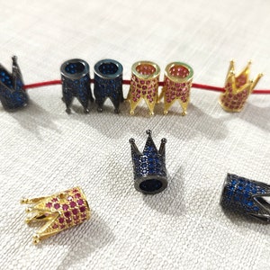 2 - 5pcs CZ Micro Pave Crown Beads ,King Crown Beads ,King Crown Charms ,12x9mm Crown Bracelet Charms ,Crown Charm Connector Beads ,BA 654
