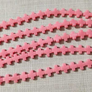 40 200pcs Cross Beads ,Tiny Cross Jewelry , 8x8mm Cross Charm , Hole 1.2mm , 7 Colors Optional Pink