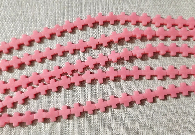 40 200pcs Cross Beads ,Tiny Cross Jewelry , 8x8mm Cross Charm , Hole 1.2mm , 7 Colors Optional Pink