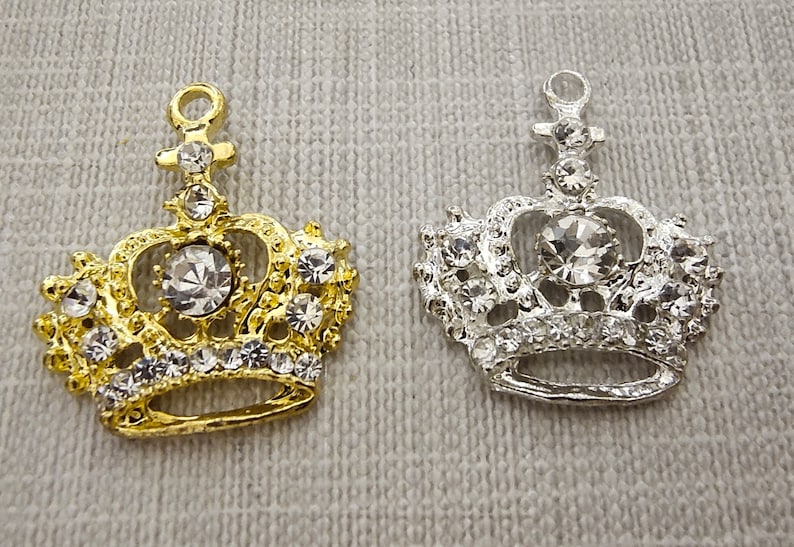 10pcs Crown Charms rhinestone Crown Charms 21x25mm Crown Etsy