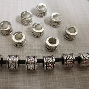 30pcs Metal Spacer Beads ,Large Hole Spacer Beads ,Antique Silver Drum Spacer Beads ,8 x10mm Barrel Spacer Beads ,