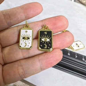 1 - 30Stk Cosmic Eye Tarot Anhänger,Gold filled Tarot KartenAnhänger,Rechteckiger Emaille Tarot Anhänger, 14x30x1,7mm ,BA- 1131
