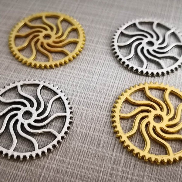 30pcs Double Sided Gear Charms ,Silver Steampunk Charms, 25mm Sprocket Charms , Wholesale