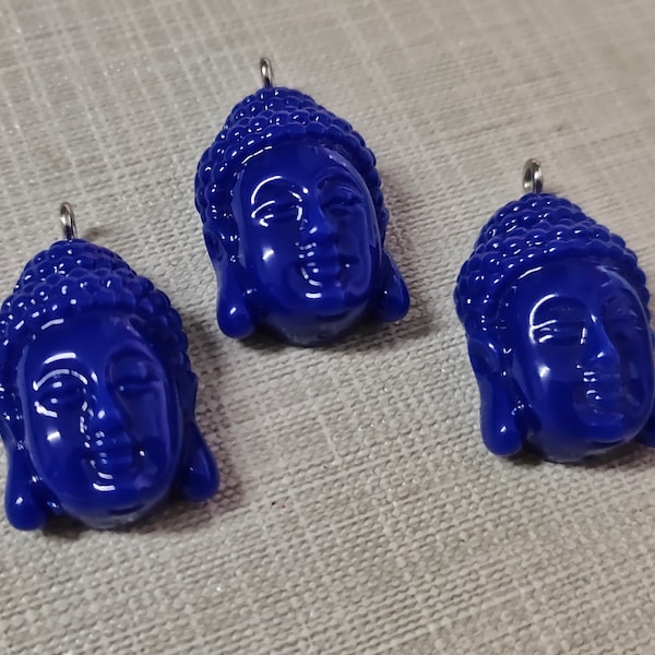 10pcs Resin Buddha Head Charms ,Dark Blue Buddha Charm ,Buddha Charms ,Buddhist Jewelry ,16x27mm Buddha Pendant , Yoga Jewelry, Wholesale