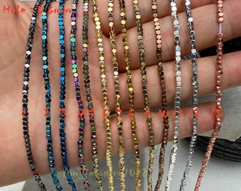 2mm Tiny Faceted Hematite Bead Chain | 15.5 Inches ,200 Beads Per Strand |, Multiple Color Options, Spacer Chain for Jewelry Making ,BA- 357