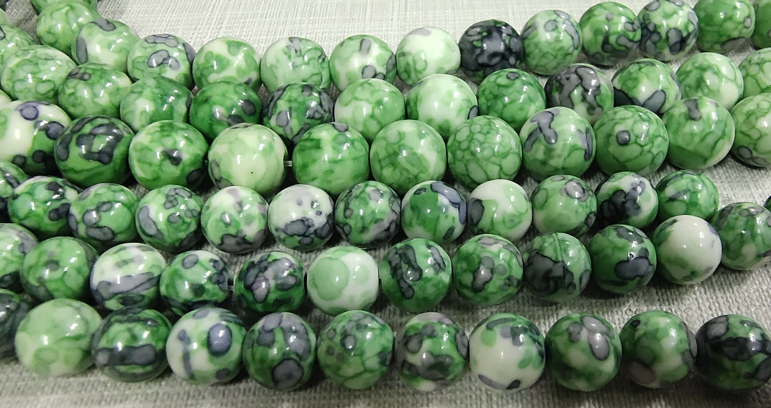 1 Full Strand Green and Gray Rain Flower Stone Beads 6m 8mm Etsy