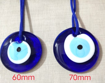 1 stuk grote blauwe blauwe oog muur opknoping, blauw glas evil eye home decor, Griekse boze oog, 6cm, 7cm evil eye decor,