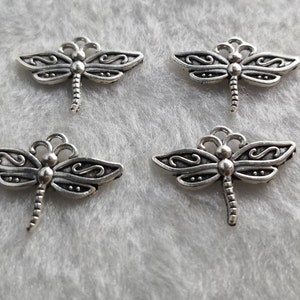 50pcs Dragonfly Charms , Dragonfly Jewelry , Antique Silver Insect Charms  , 23x16mm ,Wholesale Charms