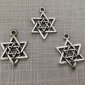 50pcs Antique Silver Hanukkah Charms ,21x15mm Star of David Charms, Star Charm , Jewish Charm , David Star , Chanukah charm , Jewish Star