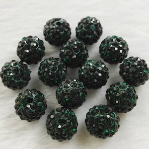 8mm 10mm Dark Green Disco Ball Beads ,Micro Pave Crystal , 6 Rows Rhinestone Disco Balls ,Polymer Clay Beads Bracelet Beads Jewelry Supplies
