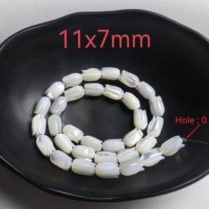 11x7mm Mother Of Pearl Tulip Flower Beads ,Pakalana Flower Carved Flower Beads,Flower Spacer Beads , White Tulips Buds Beads ,BA-1785