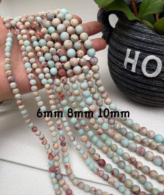 6mm 8mm 10mm Impression Jasper Round Beads ,Matte Jasper Beads , Round Beads ,Semiprecious stone Beads ,Jewelry Making Beads,15" Full Strand