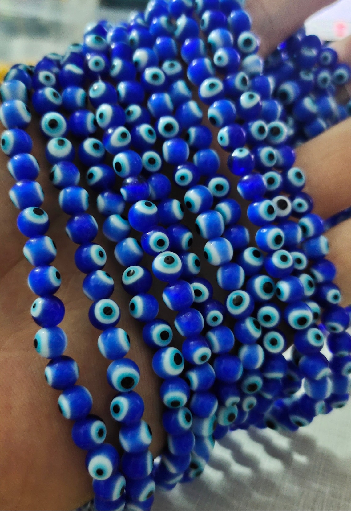 Blue Evil Eye Round Beads Glass Evil Eye Beads 6mm 8mm 10mm Etsy