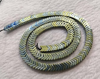 195pcs 6mm Iridescent Blue Hematite Arrow Bead ,Hematite Gemstone , Stone Beads Handmade Jewelry, Wholesale Beads ,Findings ,BA-266