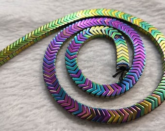 195pcs 6mm Rainbow Hematite Arrow Bead , Hematite Gemstone , Stone Beads Handmade Jewelry, bracelet Beads ,Findings ,BA-263