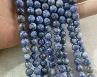1 Vollstrang 8mm Blauer Punkt Jaspis Runde Perlen, Jaspis Perlen,Halbesperlen,Schmuckherstellung Perlen,C - 125