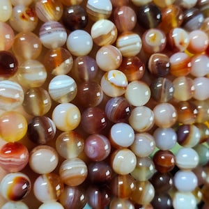1 Full Strand Striped Agate Beads ,Banded Agate Beads ,Smooth Round Agate Beads ,6 - 12mm Bulk lot Options, Agate For Jewelry Making ,LA-335