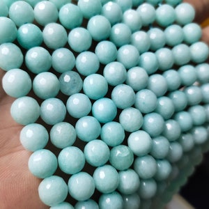 1 Full Strand 8mm 10mm Faceted Agate Beads ,Aqua Blue Agate Beads ,Stone Beads, Gemstone Beads , Agate Beads , Wholesale, RA-429