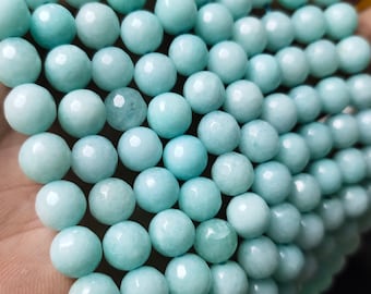 1 Full Strand 8mm 10mm Faceted Agate Beads ,Aqua Blue Agate Beads ,Stone Beads, Gemstone Beads , Agate Beads , Wholesale, RA-429