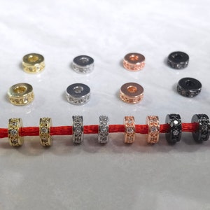 5 - 50pcs CZ Micro Pave Rondelle Spacer Beads , 7.5mm Rondelle Beads , Rhodium ,Rose Gold , Gold Spacer Beads ,Hole 2.6mm ,BA- 869