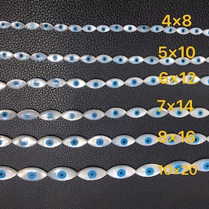 Mother Of Pearl Evil Eye Beads ,Horse Eye Shell cabochon beads , Turkish evil eye beads ,6 Size To Choose From ,Evil Eye Jewelry ,Hole 0.6mm
