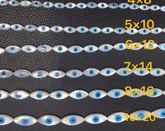 Mother Of Pearl Evil Eye Beads ,Horse Eye Shell cabochon beads , Turkish evil eye beads ,6 Size To Choose From ,Evil Eye Jewelry ,Hole 0.6mm