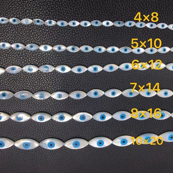 Mother Of Pearl Evil Eye Beads ,Horse Eye Shell cabochon beads , Turkish evil eye beads ,6 Size To Choose From ,Evil Eye Jewelry ,Hole 0.6mm