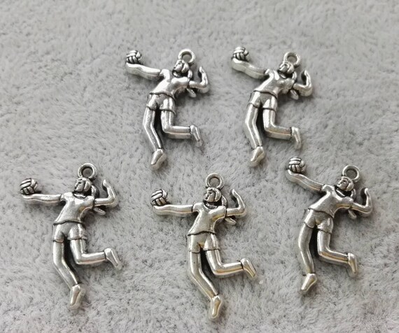 20pcs Volleyball Player Charms Women Sports Charms ,Volleyball Jewelry  Metal Sports Jewelry Making ,DIY Supplies c33