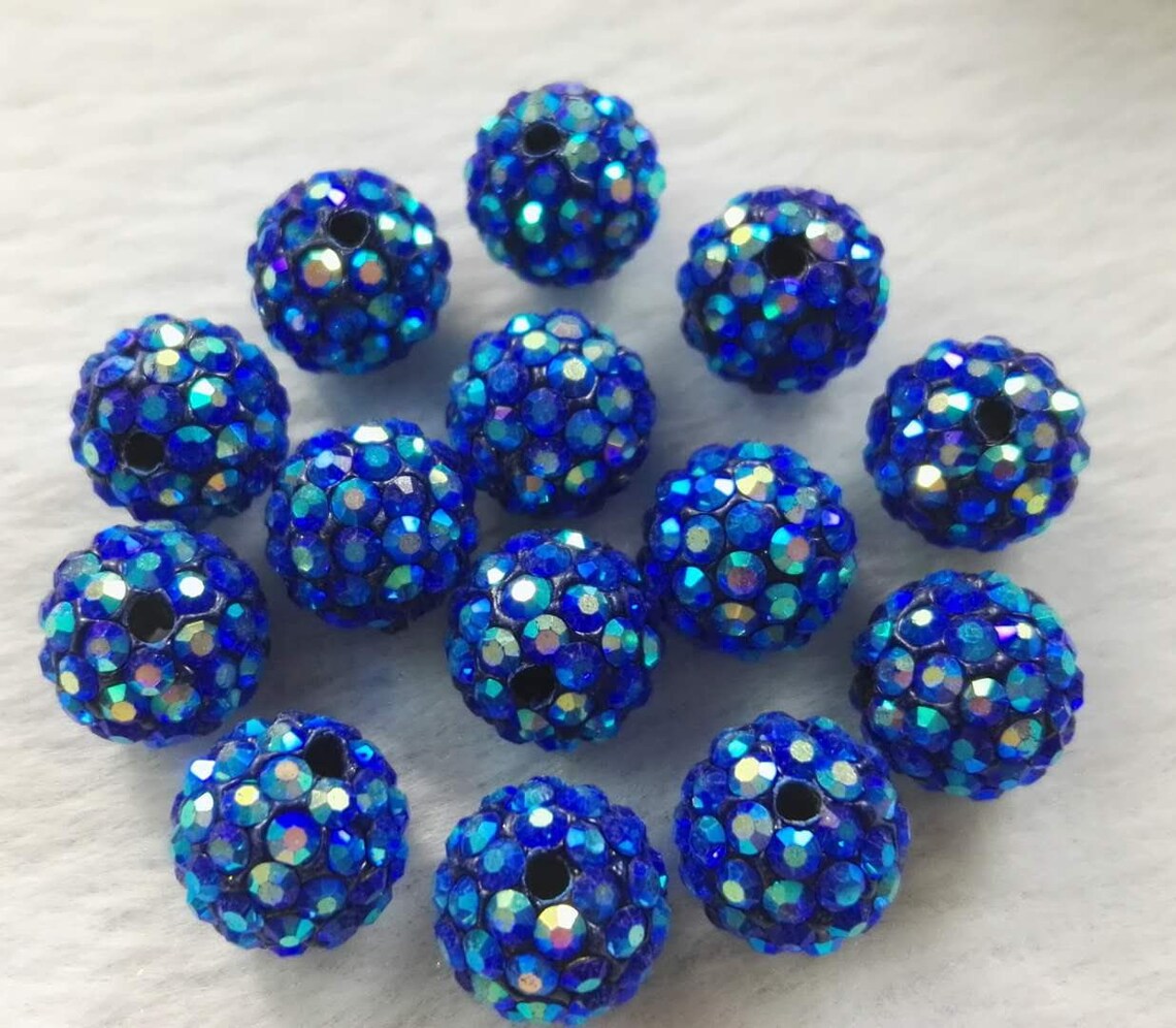 8mm 10mm Navy Blue AB Disco Ball Beads Micro Pave Crystal Etsy