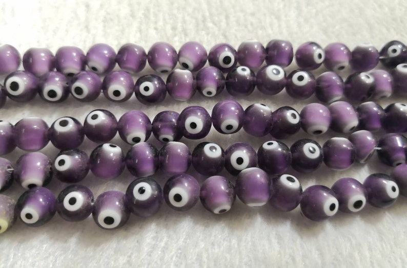 Purple Evil Eye Round Beads Glass Evil Eye Beads 4mm 6mm Etsy