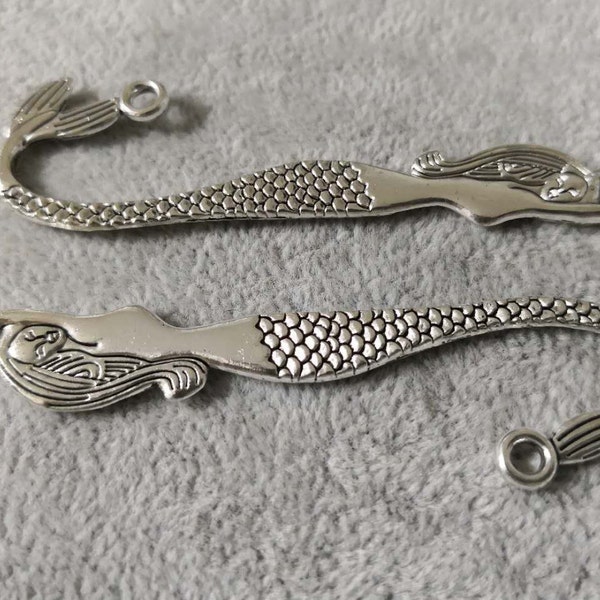 15 pcs Mermaid Bookmarks , 22x82mm Metal Bookmark , Antique Silver Bookmark , Bookmark Findings ,Wholesale ,AF-313