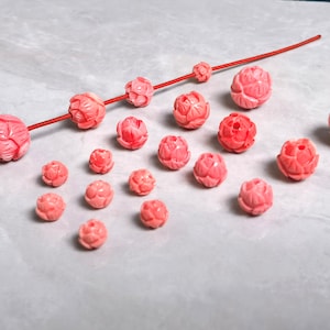 20pcs - 100pcs Composite Resin Coral Lotus Flower Beads ,Lotus Seeds Beads  , 6 - 12mm Flower Spacer Beads ,Yoga Jewelry ,BA- 1251