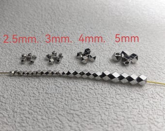 White Gold Plated Faceted Diamond Cut Beads ,Faceted Geometric Spacer Beads,Metal Spacer Beads ,Diamond Cut Beads ,50/100/300pcs , BA- 1811