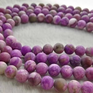 1 Full strand 6 mm 8mm 10mm Matte Charoite Beads , Stone Beads, Gemstone  Beads For Bracelet Necklace DIY Jewelry