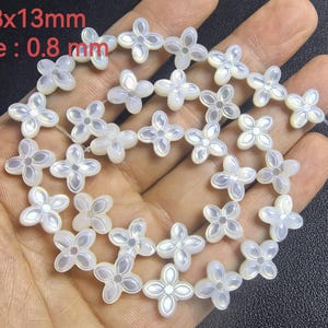 Natural Mother Of Pearl Flower Beads ,Shell Flower Bead Carved Shell 4 Petal Flower Jewelry Making Supply,5-50pcs Bulk Lot Options ,BA- 1766