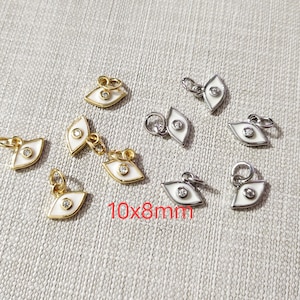 5 - 30pcs Micro Pave CZ With Enamel Evil Eye Charm,8x10mm Evil Eye Charms , Evil Eye Protection , Mini Evil Eye , K206