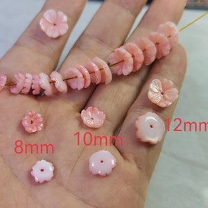 Natural Mother Of Pearl Flower Shape Beads ,Hand Carved Shell Flower Beads ,Pink MOP Flower Beads , 5 - 100pcs Bulk Lot Optional, BA- 1173